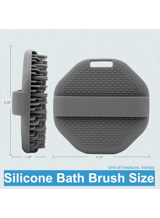Premium Silicone Body Scrubber - Gentle Exfoliating Brush with Non-Slip Handle for All Skin Types (Grey) - Image 2